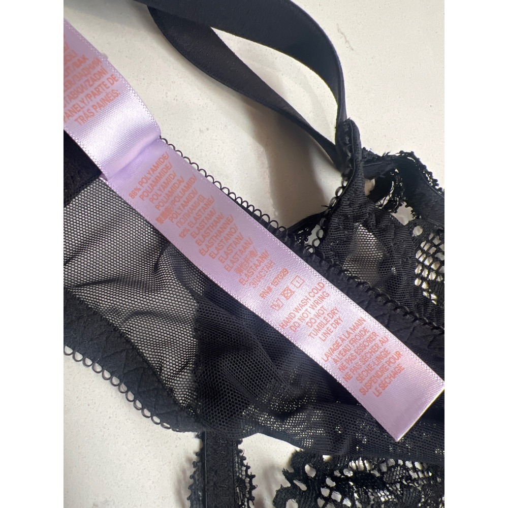Savage X Fenty Black Floral Lace Garter Belt Rose Gold Hardware NWT 2X - Picture 6 of 9